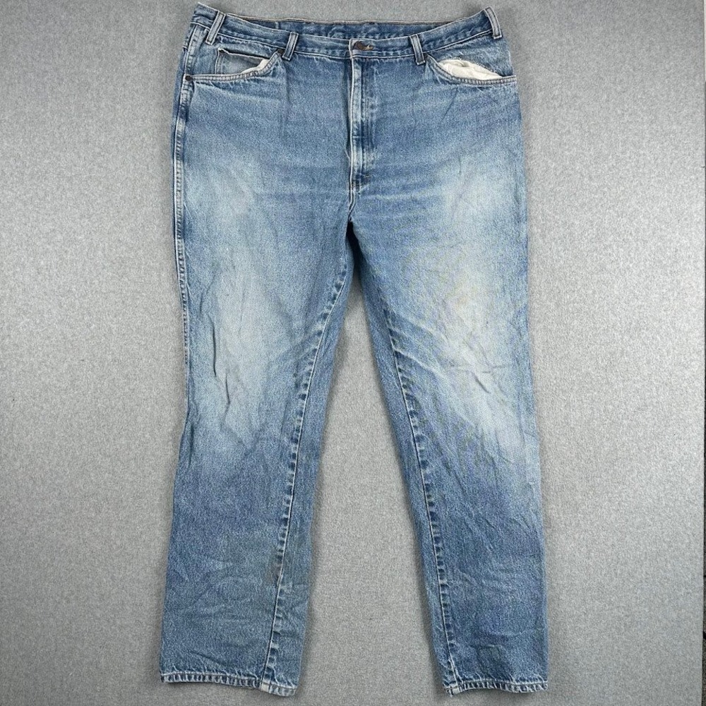 Dickies‎ Mens Jeans Blue Straight Leg 44x34 Workwear Denim Distressed Western